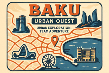 Baku Urban Quest stilize harita kartı