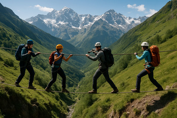 Kafkas eteklerinde ip hattı üzerinde takım geçişi