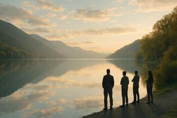 Gabala’da göl kıyısında yansıma