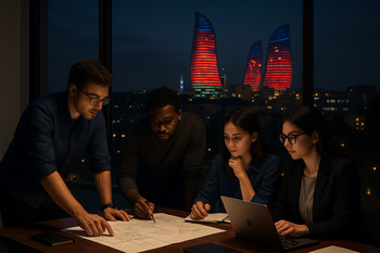 Flame Towers manzarasında akşam atölyesi