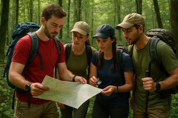 Gabala ormanlarında oryantiring rotası üzerinde takım
