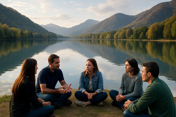 Gabala gölü kıyısında yansıma oturumu