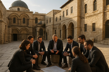 İçerişehir avlusunda brifing çemberi