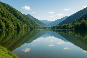 Gabala gölünde sabah sisi