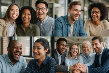 Takım kolajı ve gülümseyen anlar