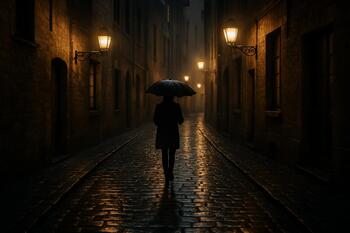 Dar sokakta yağmur ve rüzgâr gözlemi