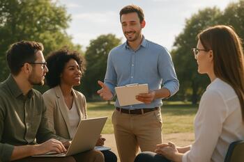 Güneşli brifing alanı