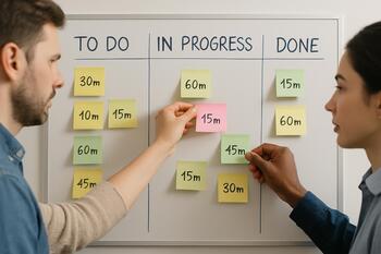 Zaman kutuları için yapışkan notlarla plan